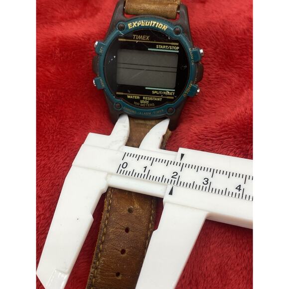 Timex Expedition Indiglo Digital Watch Alarm Teal & Orange Leather Need Battery - Picture 9 of 10